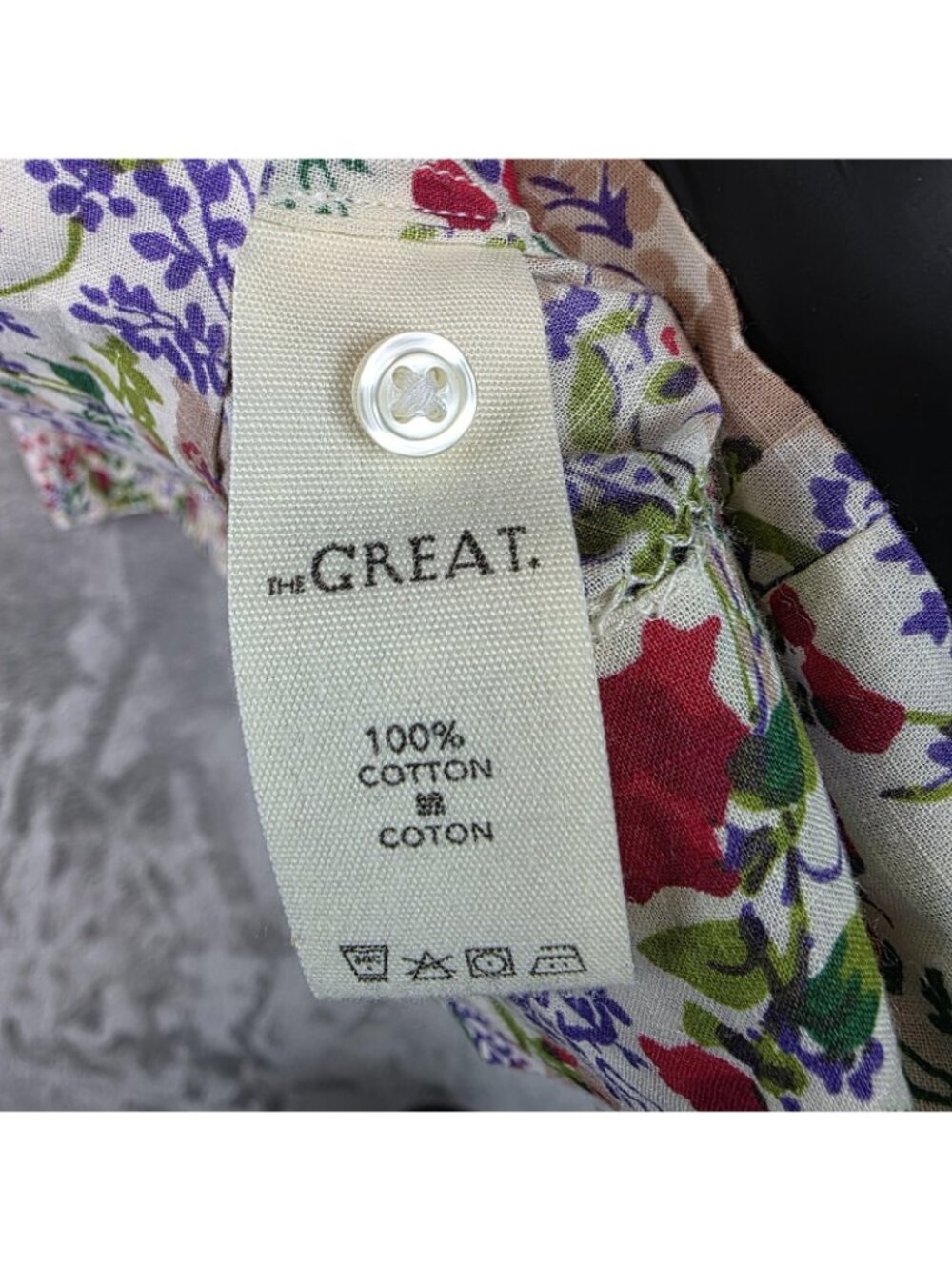 THE GREAT. Blouse Womens 2 Multicolor Floral Henley Puff Sleeve Boho Top - Picture 4 of 10